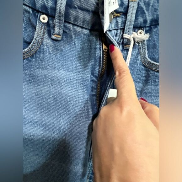 Good '90s Icon Distressed High Waist Crop Straight Leg Jeans Size 24 - Picture 7 of 12